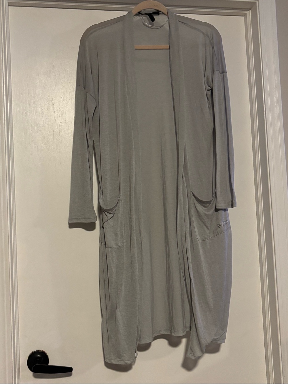 BCBGMaxAzria Light Gray Long Open Robe Cardigan duster